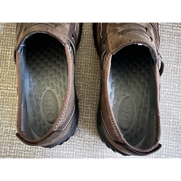 Clarks PRIVO BROWN SUEDE LEATHER ATHLETIC COMFORT SLIDES CLOGS LOAFERS 7M - Picture 8 of 9